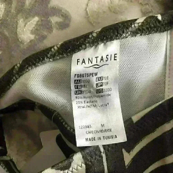 Fantasie  San Marino Geometric Twist Bikini Top Lycra Brown Gray Size 32DD NWT - Picture 10 of 12